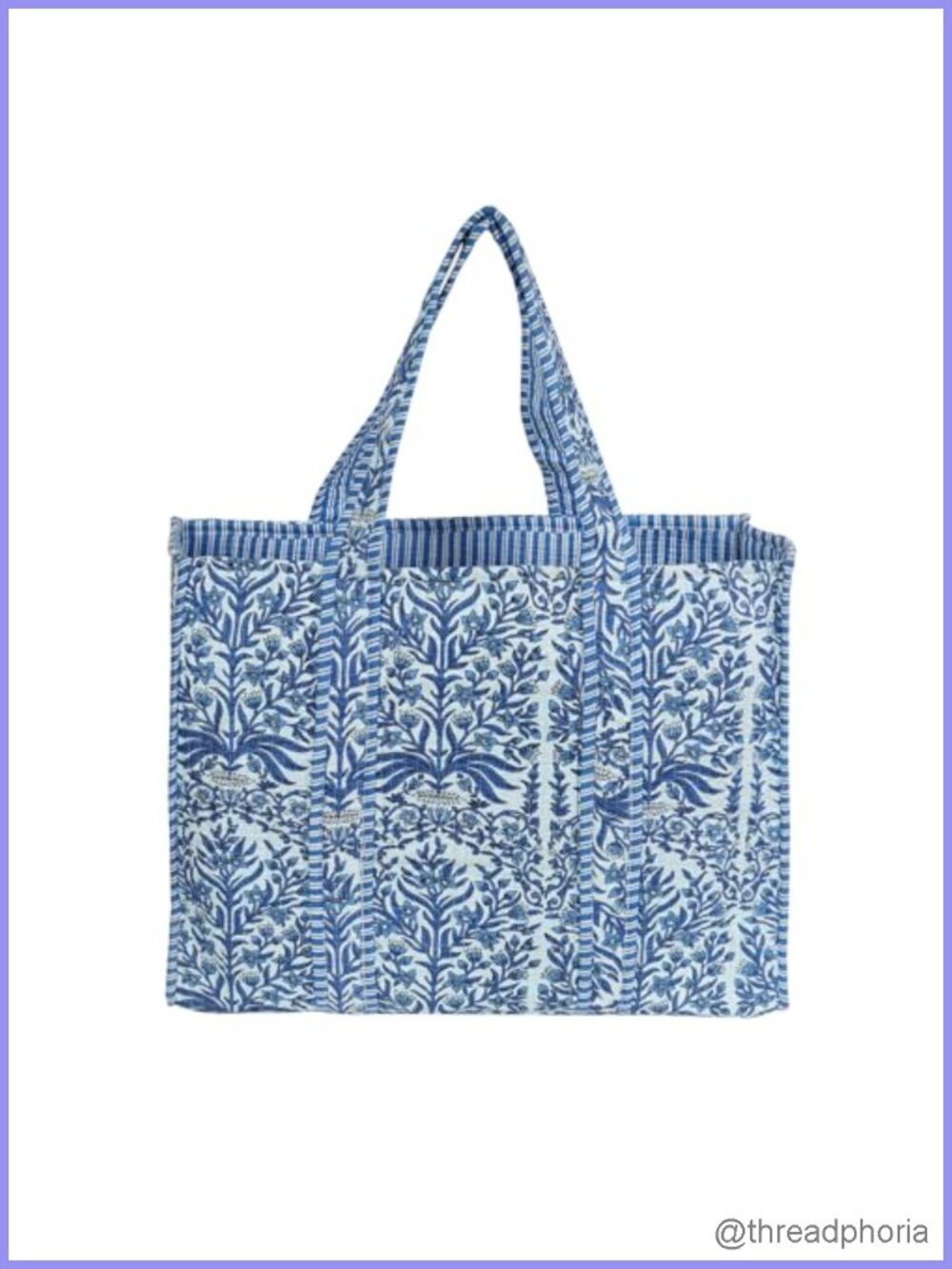 Marubhumi Cotton Tote Bag Quilted Shoulder Travel Grocery Beach Bag